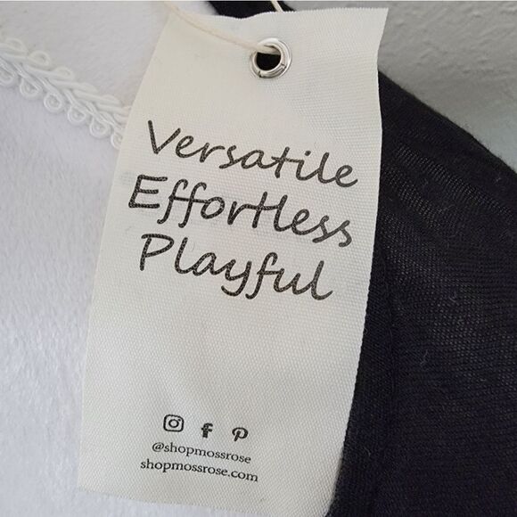 Moss Rose Black Playful Loose Swim Cover Trim Kaftan Chiffon Tassels O/S - Picture 4 of 6